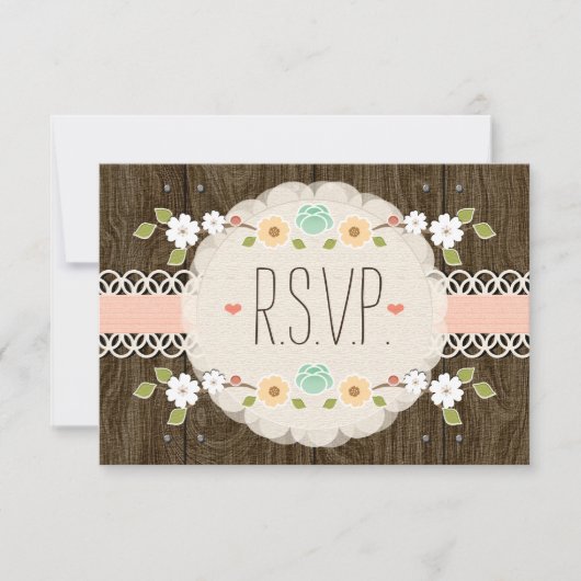 BLUSH RUSTIC FLORAL BOHO WEDDING RSVP-KAART RSVP KAARTJE (Voorkant)