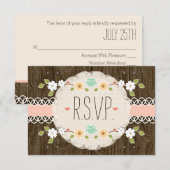 BLUSH RUSTIC FLORAL BOHO WEDDING RSVP-KAART RSVP KAARTJE (Voorkant / Achterkant)
