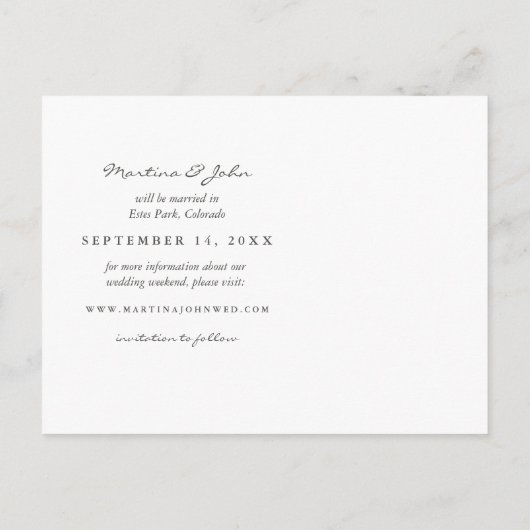 Blush Rustic Monogram Wreate Save the Date Aankondigingskaart (Achterkant)