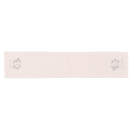 Blush Rustic Monogram Wreath ReceptionTable Runner Korte Tafelloper (Horizontaal)