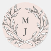 Blush Rustic Monogram Wreath Sticker (Voorkant)