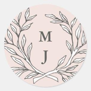 Blush Rustic Monogram Wreath Sticker