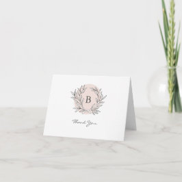 Blush Rustic Monogram Wreatkaart - Dank je wel Bedankkaart