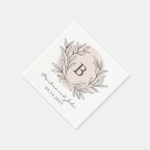Blush Rustic Monogram Wreatpaper Cocktail Napkin Servetten (Hoek)