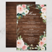 Blush Rustic Wood Botanical Wedding Menu (Voorkant / Achterkant)