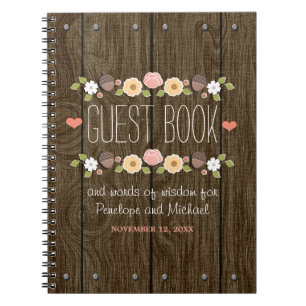 Blush Rustic Wood Fall Wedding Guest Book Notitieboek