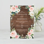 Blush Rustic Wood Geometric Botanical Weddenschap Kaart (Staand voorkant)