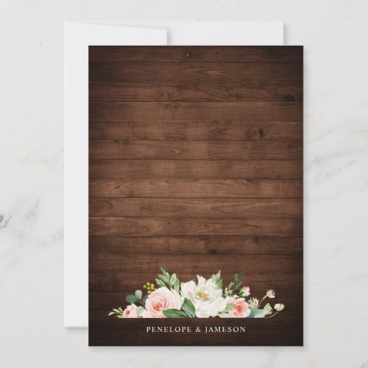 Blush Rustic Wood Geometric Botanical Weddenschap Kaart (Achterkant)