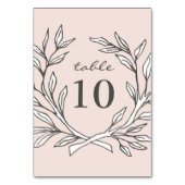 Blush rustieke krans bruiloft receptie tafel numme kaart (Achterkant)
