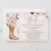 Blush rustieke laarzen Brunch Bubble Vrijgezellenf Kaart (Voorkant)