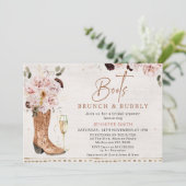 Blush rustieke laarzen Brunch Bubble Vrijgezellenf Kaart (Staand voorkant)