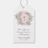 Blush rustieke Monogram krans bruiloft gunst Label Cadeaulabel (Voorkant)