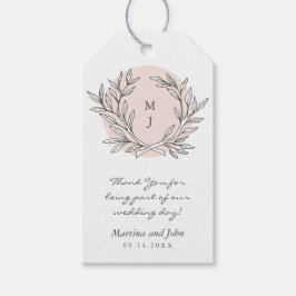 Blush rustieke Monogram krans bruiloft gunst Label Cadeaulabel