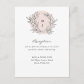 Blush rustieke Monogram krans bruiloft receptie Informatiekaartje (Voorkant)