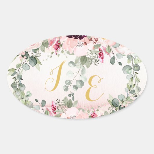 Blush rustieke tuin bruiloft klassieke ovale Stick Ovale Sticker (Voorkant)