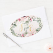 Blush rustieke tuin bruiloft klassieke ovale Stick Sticker (Envelop)