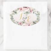 Blush rustieke tuin bruiloft klassieke ovale Stick Sticker (Tas)
