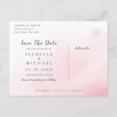 Blush rustige florale kalligrafie van de marine, b aankondigingskaart (Achterkant)