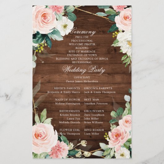 Blush Rustige houten geometrische botanische progr (Achterkant)