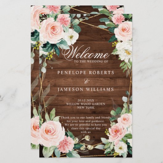 Blush Rustige houten geometrische botanische progr (Voorkant / Achterkant)