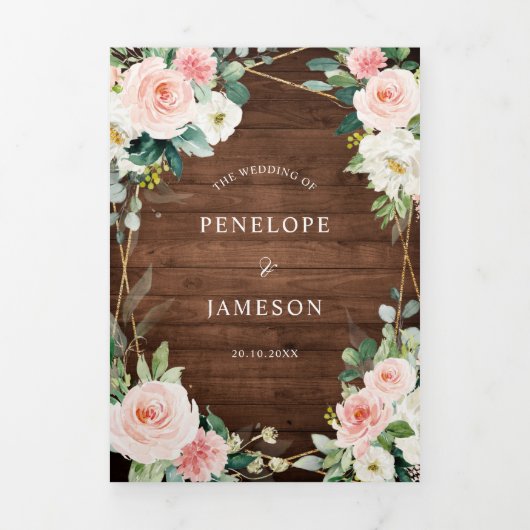 Blush Rustige houtflora Geometrische botanische Drieluik Programma (Cover)