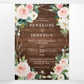 Blush Rustige houtflora Geometrische botanische Drieluik Programma (Binnenkant midden)