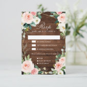 Blush Rustige houtflora Geometrische botanische RSVP Kaartje (Staand voorkant)