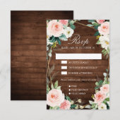 Blush Rustige houtflora Geometrische botanische RSVP Kaartje (Voorkant / Achterkant)