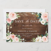 Blush Rustige houtflora Geometrische botanische Save The Date (Voorkant)