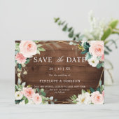 Blush Rustige houtflora Geometrische botanische Save The Date (Staand voorkant)