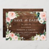 Blush Rustige houtflora Geometrische botanische Save The Date (Voorkant / Achterkant)