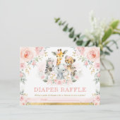 Blush Safari Oerwoud Baby Girl Shower Diaper Raffl Informatiekaartje (Staand voorkant)
