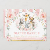 Blush Safari Oerwoud Baby Girl Shower Diaper Raffl Informatiekaartje (Voorkant / Achterkant)