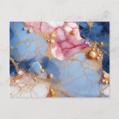 Blush & Saffier Marmer met Gouden Parels Briefkaart (Voorkant)
