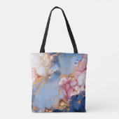Blush & Saffier Marmer met Gouden Parels Tote Bag (Achterkant)