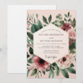 Blush Sage Anemone Wedding Kaart (Voorkant / Achterkant)