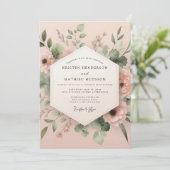 Blush Sage Aquarelle Flora Bruiloft Kaart (Staand voorkant)