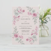 Blush Sage Bloem Bruiloft Kaart (Staand voorkant)