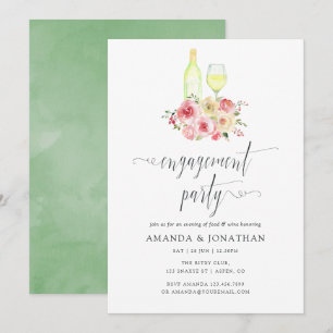 Blush & Sage Bloemachtig verlovingsfeest Wijnproev Kaart