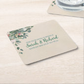 Blush Sage Bloemen Bruiloftsdrank Kartonnen Onderzetters (Schuin)