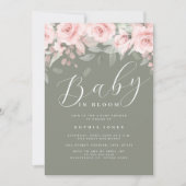 Blush Sage Bloemen Meisje Baby In Bloom Baby showe Kaart (Voorkant)