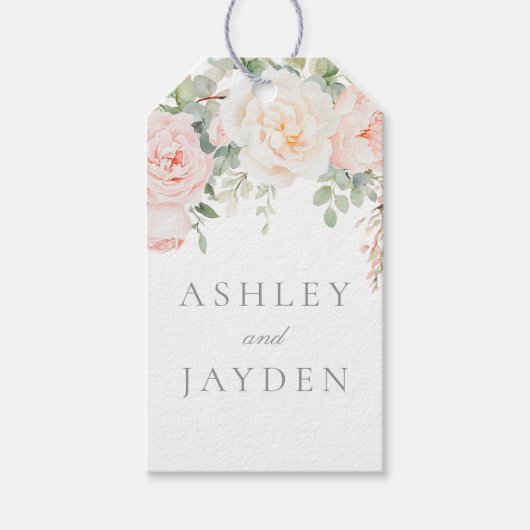 Blush & Sage Bloemen Trouwen Cadeaulabel (Voorkant)