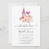 Blush & Sage Bloemige Bruiloftsborrel Wijnproeveri Kaart (Voorkant)