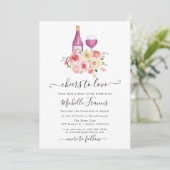 Blush & Sage Bloemige Bruiloftsborrel Wijnproeveri Kaart (Staand voorkant)