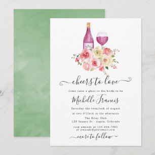 Blush & Sage Bloemige Bruiloftsborrel Wijnproeveri Kaart