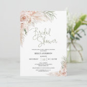 Blush Sage Boho Floral Bridal Shower Kaart (Staand voorkant)