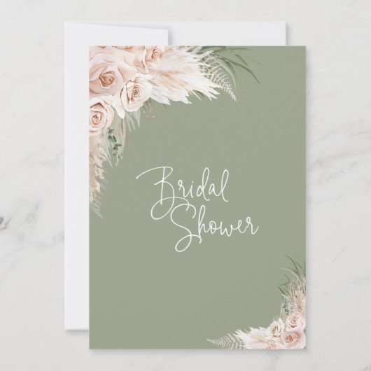 Blush Sage Boho Floral Bridal Shower Kaart (Achterkant)