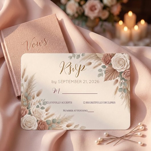 Blush Sage Botanical Elegance RSVP Kaartje