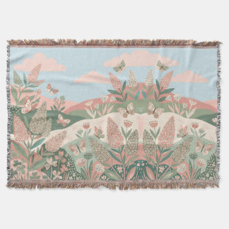 Blush & Sage Butterfly Meadow Blanket Deken