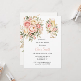 Blush Sage Champagne Bloemale Brunch & Mousserende Kaart